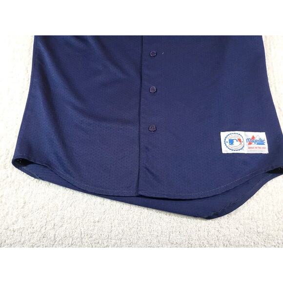 Cleveland Indians Majestic Size LG Short Sleeve Button Down Crew Neck Jersey - Picture 7 of 11